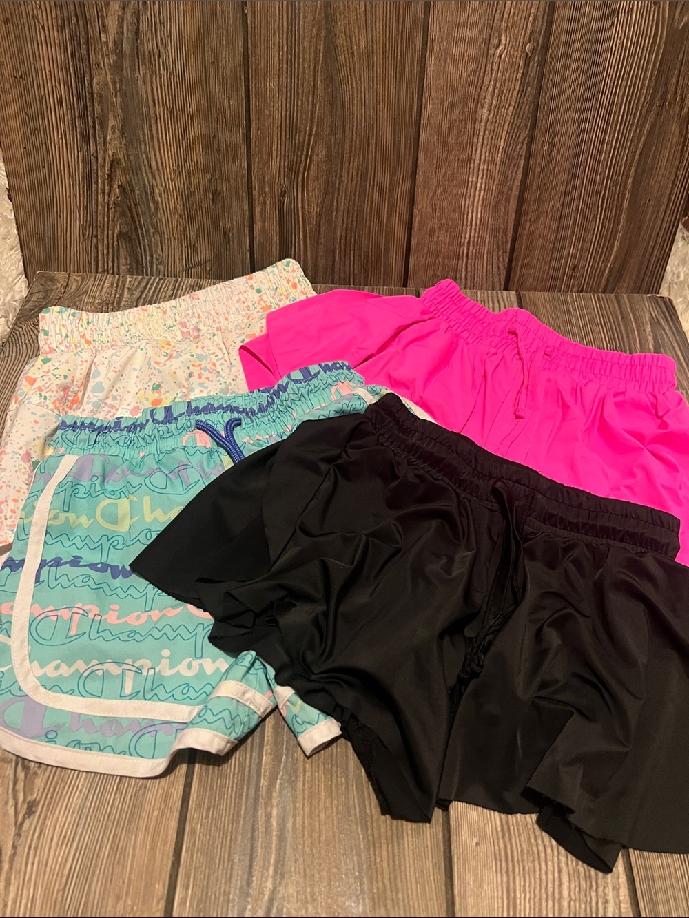 Assorted Girls Athletic Shorts - Black, Hot Pink, Teal, White (Size Small 7/8)